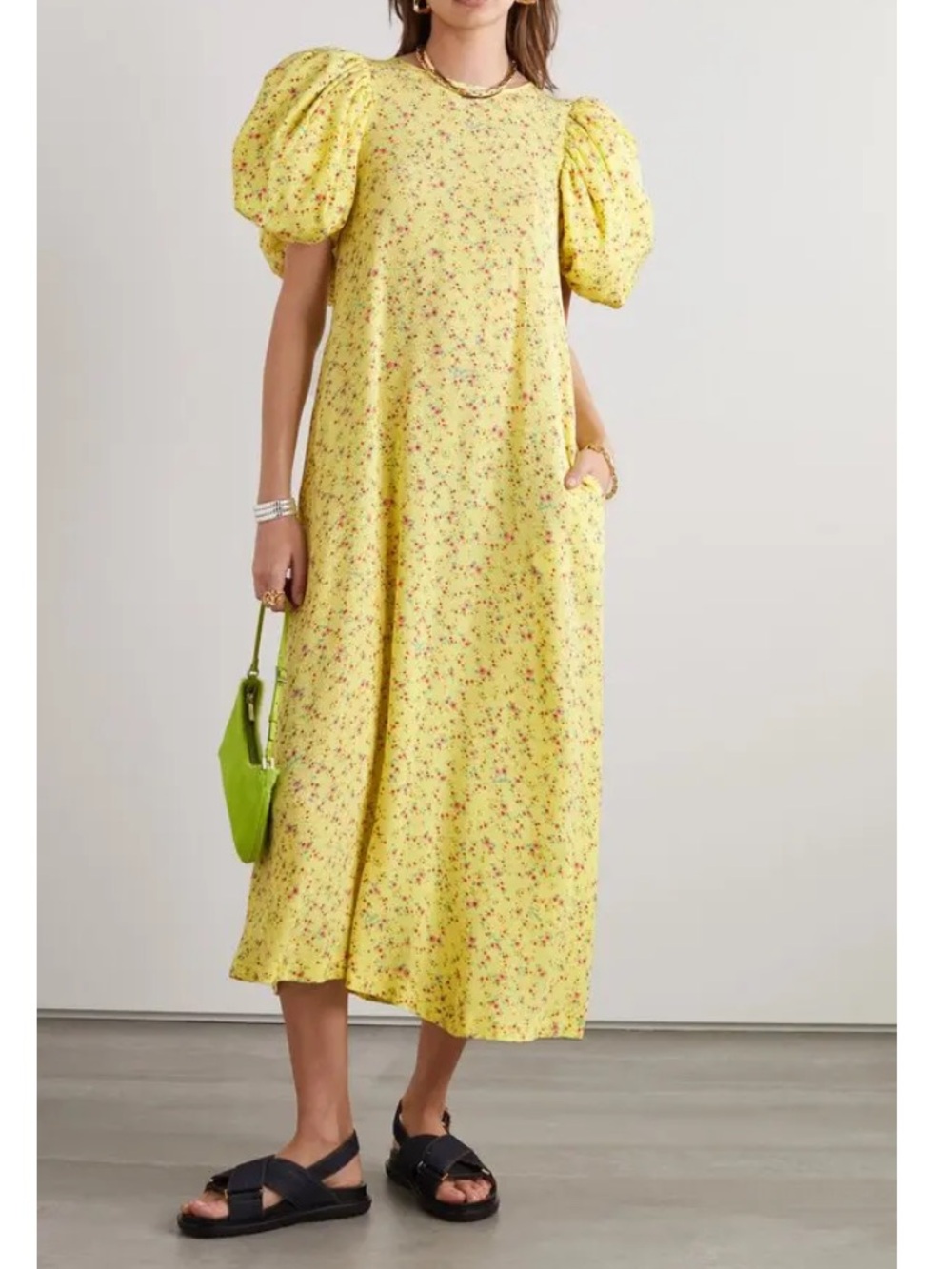 NWT Rotate Birger Christensen Duddi Open-Back Satin-Jacquard Midi
Dress SZ 6